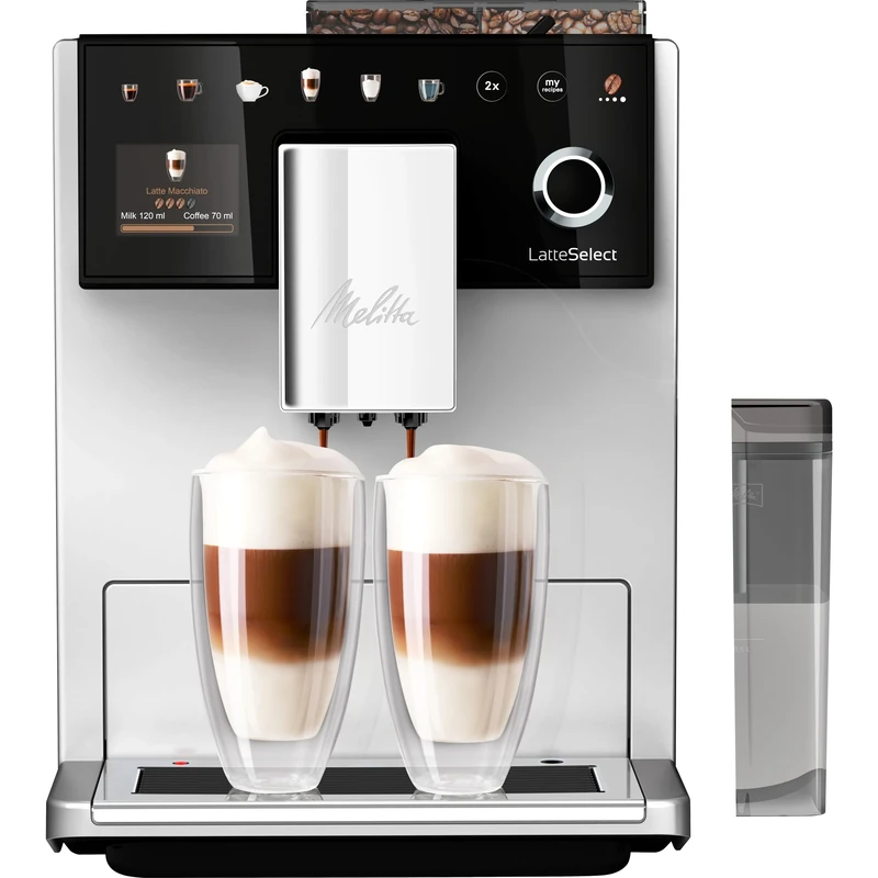 Melitta Latte Select F630-211, Bean to Coffee Machine for Office or Home, Stainless Steel, 1400 W, 1.8 Litres, Silver