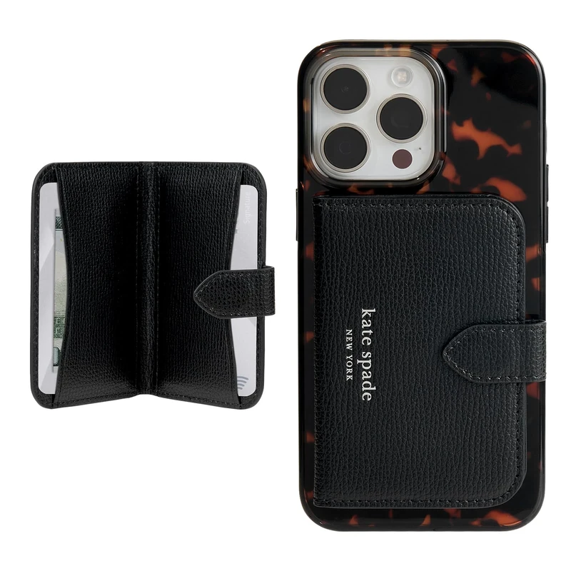 Kate Spade New York Morgan Magnetic Phone Wallet/Card Holder - Compatible with MagSafe Phones and Cases - Midnight Black