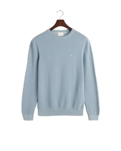 GANT Men's Cotton Pique C-Neck Pullover Sweater, Lapis Blue, XL