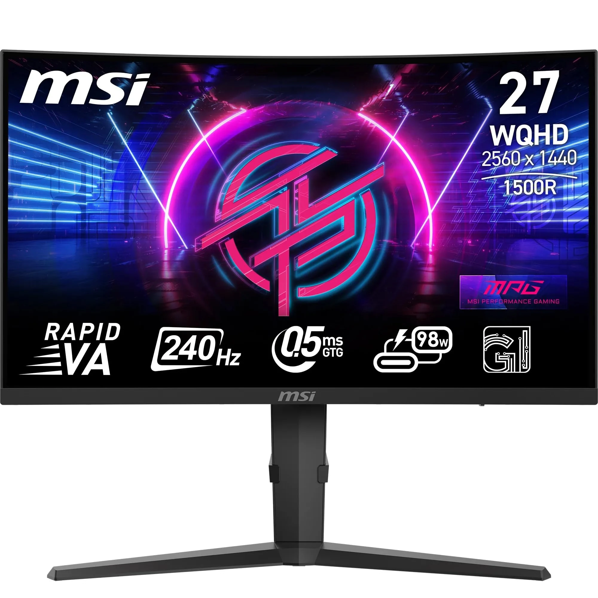 MSI MPG 275CQRXF 27 Inch WQHD Curved Gaming Monitor - 1500R 2560 x 1440 Rapid VA Panel, 240 Hz - 05ms (GtG, Min), Adaptive Sync - DP 14a, HDMI 20b CEC