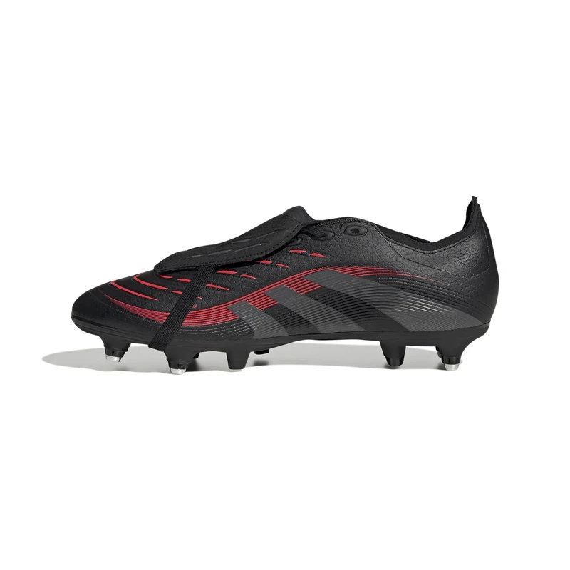 adidas Unisex Predator League FOLD-Over Tongue Soft Ground Football Boots, Core Black/Grey Four/Lucid Red, 6 UK