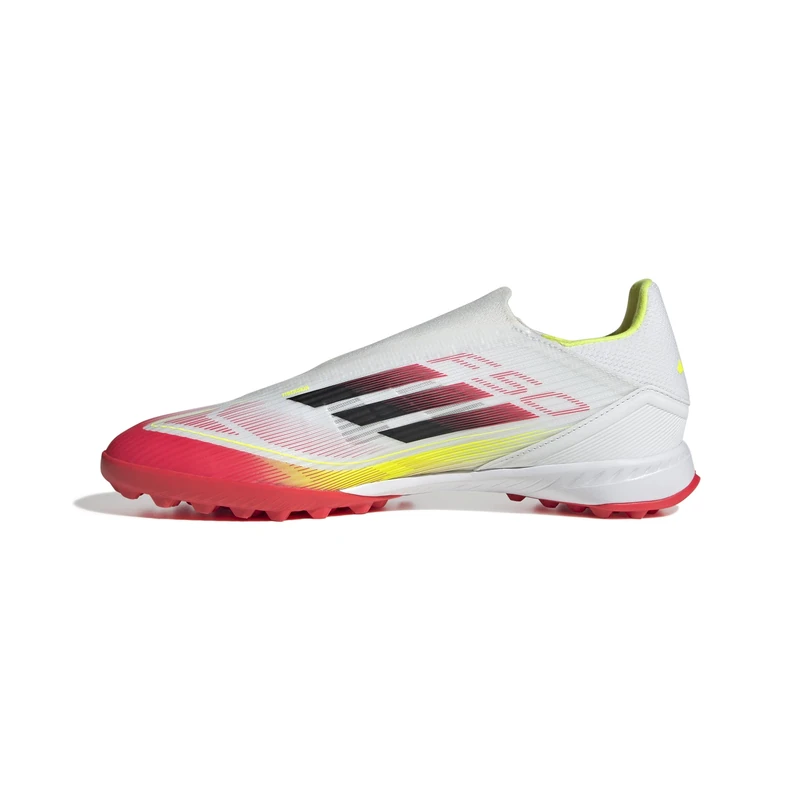 adidas Unisex F50 League Laceless Football Boots Turf, Cloud White/Core Black/Solar Yellow, 12 UK
