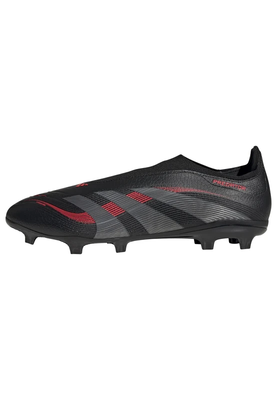 adidas Unisex Predator League Laceless Firm Ground/Multi Ground Football Boot, Core Black/Grey Four/Lucid Red, 6 UK