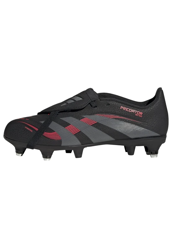 adidas Unisex Predator League FOLD-Over Tongue Firm Ground/Multi Ground Football Boots, Core Black/Grey Four/Lucid Red, 12 UK