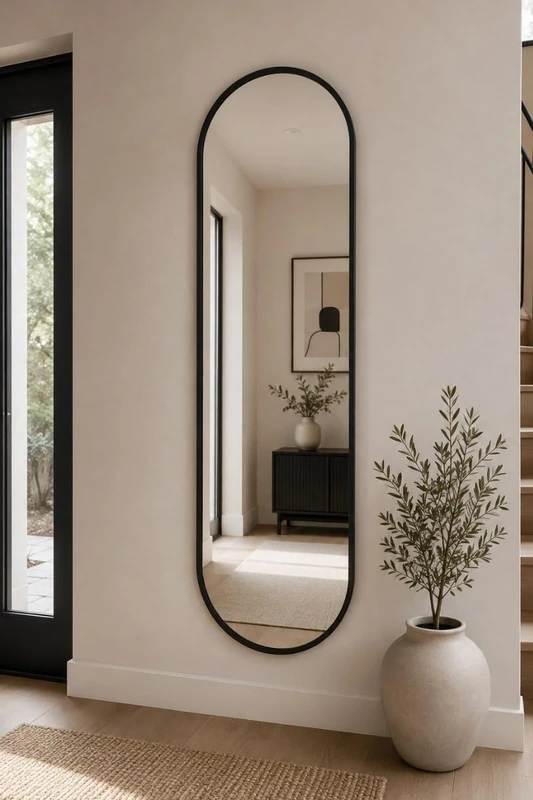 The Vultus - New Black Metal Framed Double Arched Wall Mirror 71 X 24" (180CM X 60CM) Suitable for Inside and Outside!