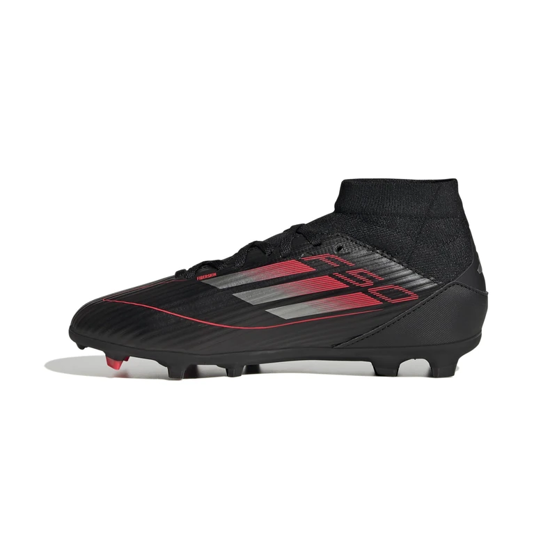 adidas Unisex Kids F50 League MID Football Boots FG/MG Kids, Core Black/Iron Metallic/Lucid Red, 10 UK Child