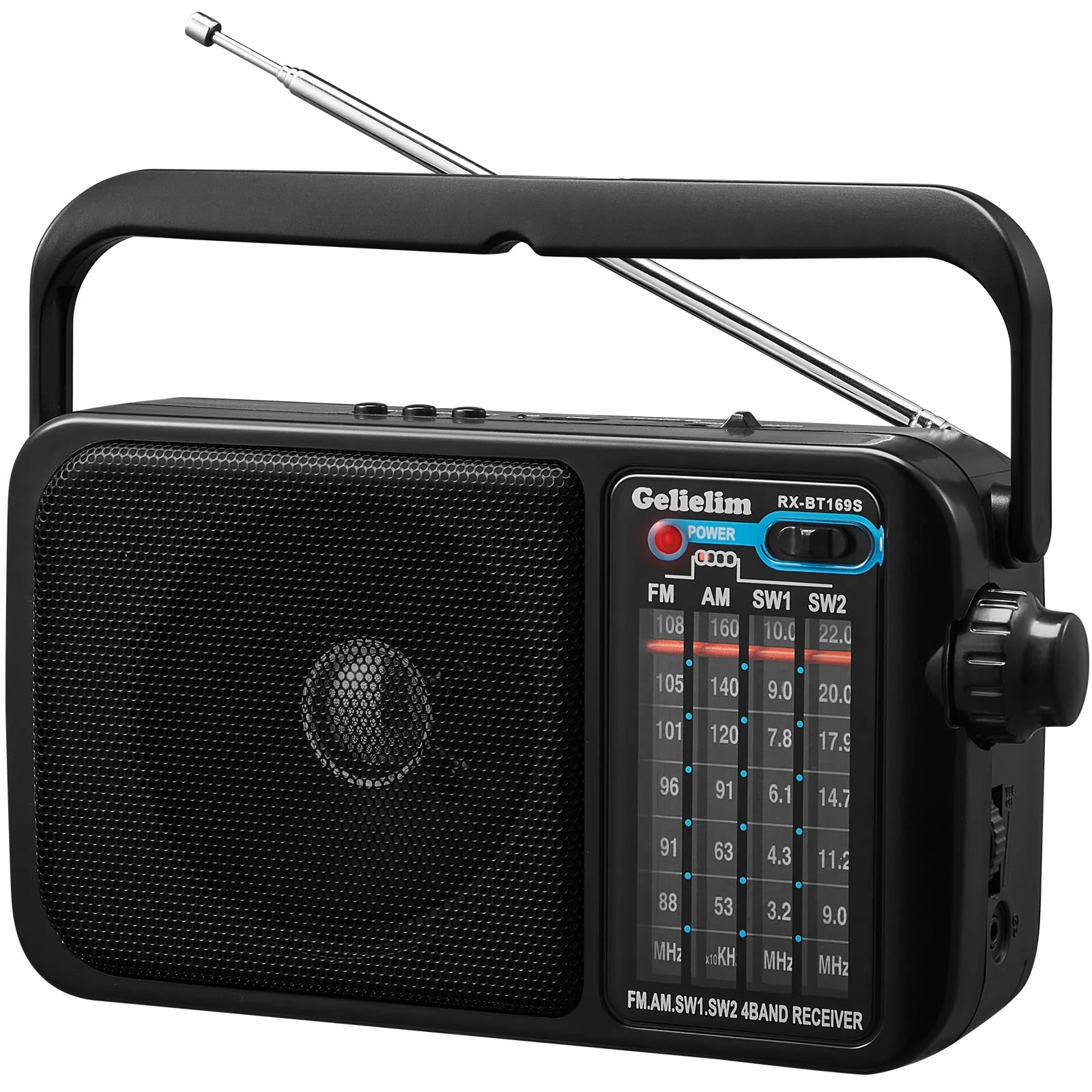 Gelielim Radios Mains and Battery, Portable Radio AM FM Shortwave Radio, Battery Radio for Home or Outdoor, Earphone Jack, Large Dial Easy to Use, Small Gfits for Seniors Elderly
