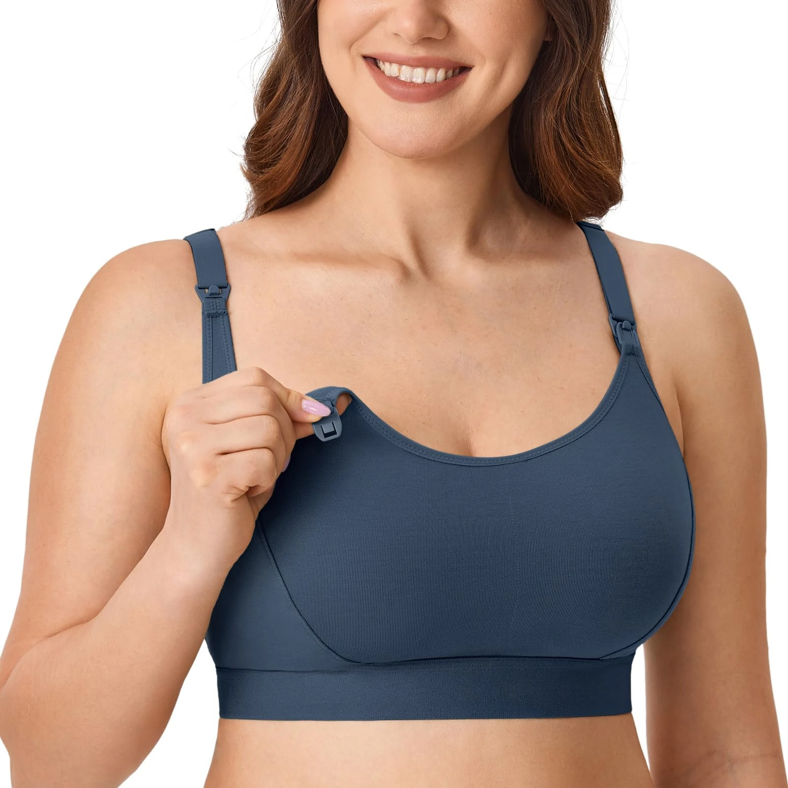 Gratlin Women's Nursing Bras Maternity Plus Size Breastfeeding Cotton Sleep Nursing Sports Bra Sargasso 3XL