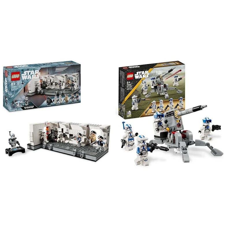 LEGO Star Wars Boarding the Tantive IV Set, A New Hope Buildable Toy & Star Wars 501st Clone Troopers Battle Pack Set, Buildable Toy with AV-7 Anti Vehicle Cannon and Spring Loaded Shooter plus