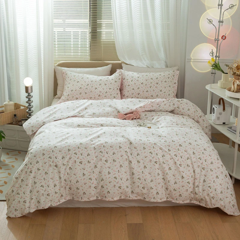 LifeTB Garden Pink Floral Comforter Set Queen Size Vintage Boho Floral Bedding Comforter Queen with 2 Pillowcases Fluffy Soft All Seasons Bedding Set Cottagecore Flowers Botanical Comforter Set