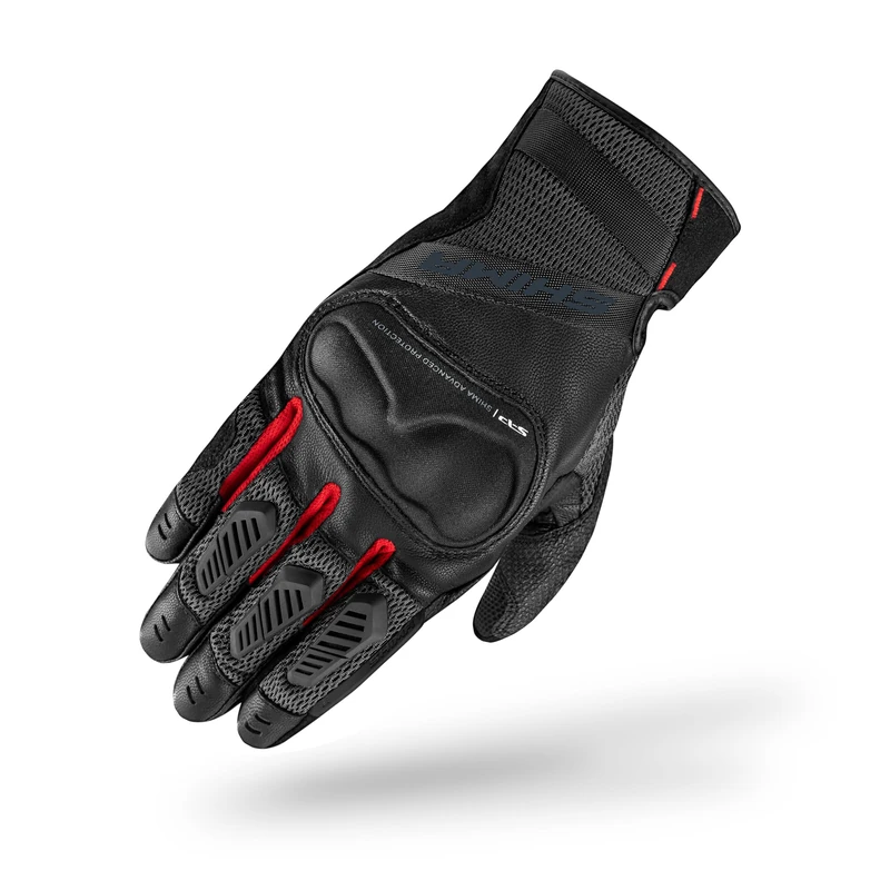SHIMA HERO GLV Motorbike Gloves Men Leather Short Summer Biker Armoured Protectors Motorcycle Perforated Ventilated Reinforced Touchscreen Motorsport Glove Racing Motorbikes (Mens, Red, S)