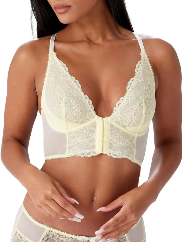 Gossard Womens Superboost Lace Bralet Bra, Lemon, 36DD UK