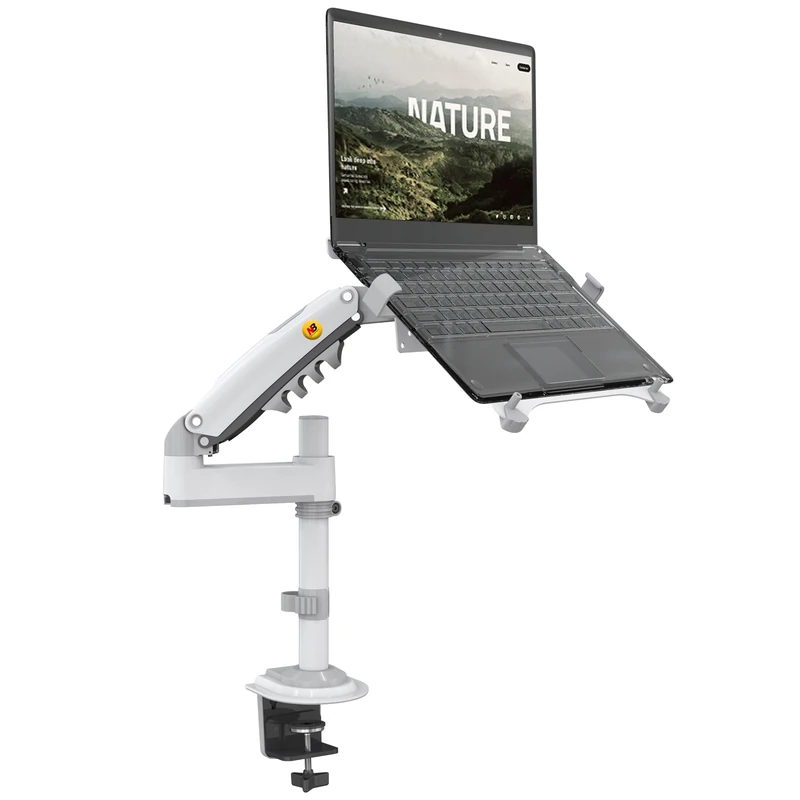 NB North Bayou Laptop Mount with Adjustable Tray for 10-17 Inch Notebook, Monitor Arm for 17 to 30 Inch Computer Screen, Laptop Arm VESA 75 & 100 mm H100-FP (White)