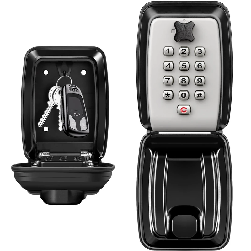 LUROON Key Safe Outdoor Waterproof Wall Mounted Super Security Extra Large Key Box Police Approved Lockbox 12-Digit Combination Storage Box with Cover for Home Garage Office School