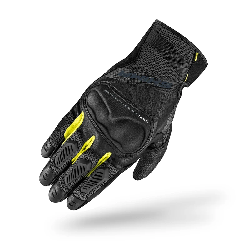 SHIMA HERO GLV Motorbike Gloves Men Leather Short Summer Biker Armoured Protectors Motorcycle Perforated Ventilated Reinforced Touchscreen Motorsport Glove Racing Motorbikes (Mens, Fluo, S)