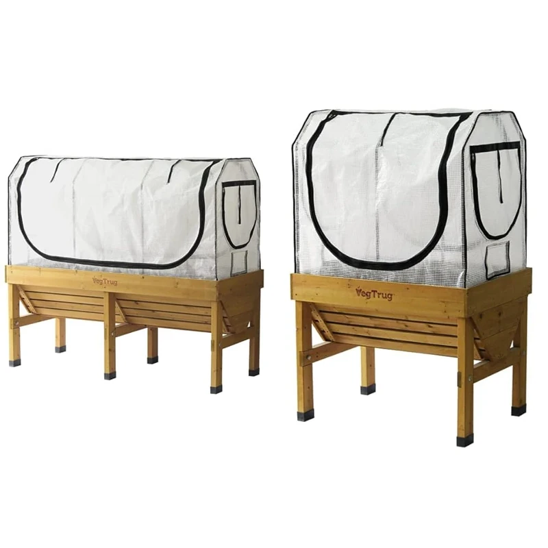 VegTrug Medium Greenhouse Frame & Multi Cover Set, White & Small Greenhouse Frame & Multi Cover Set
