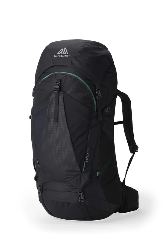 Gregory Trailflex - Stout 55 - Backpacking Backpack, 80 cm, 55 L, 1.68 KG, Backpacking Pack with Adjustable Fit for Men, Hydration Compatible, Rain Cover Included, Black (Forest Black)