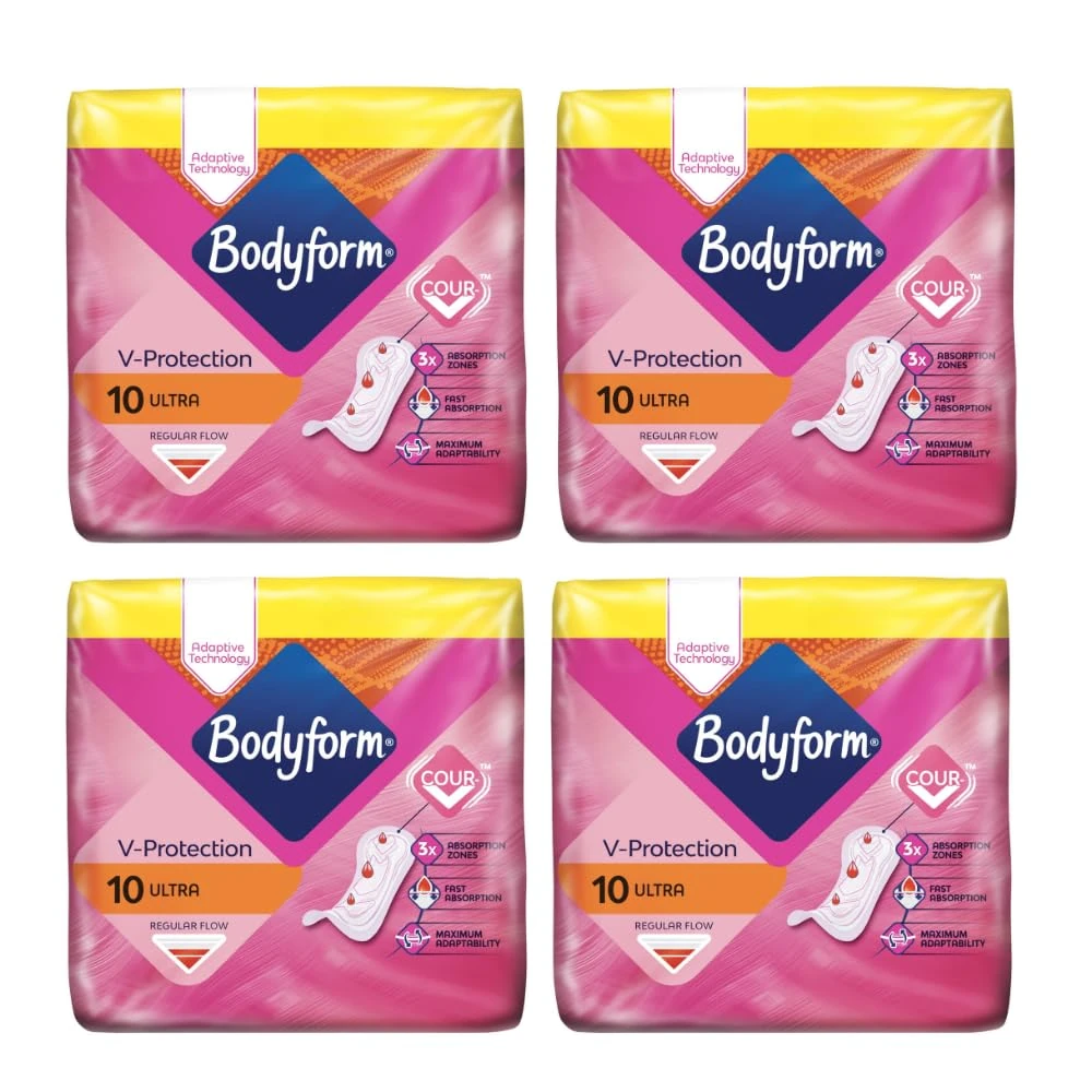 Bodyform Cour-V Ultra Normal Sanitary Towels Without Wings 10598 10'S (Pack of 4)