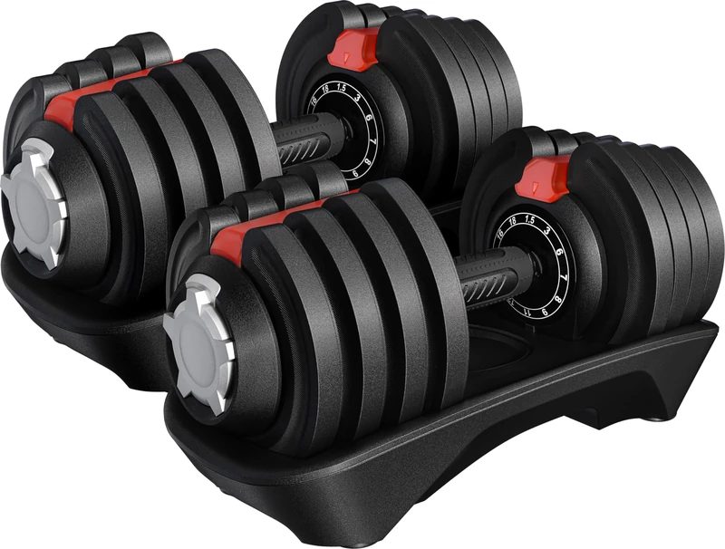 Yaheetech Dumbbells Weight Lifting Dumbbells Adjustable Dumbbells 1.5-18/3-24/2-40kg with Storage Base, Weight Plates, Non-Slip Handle, for Home Workout Office Gym