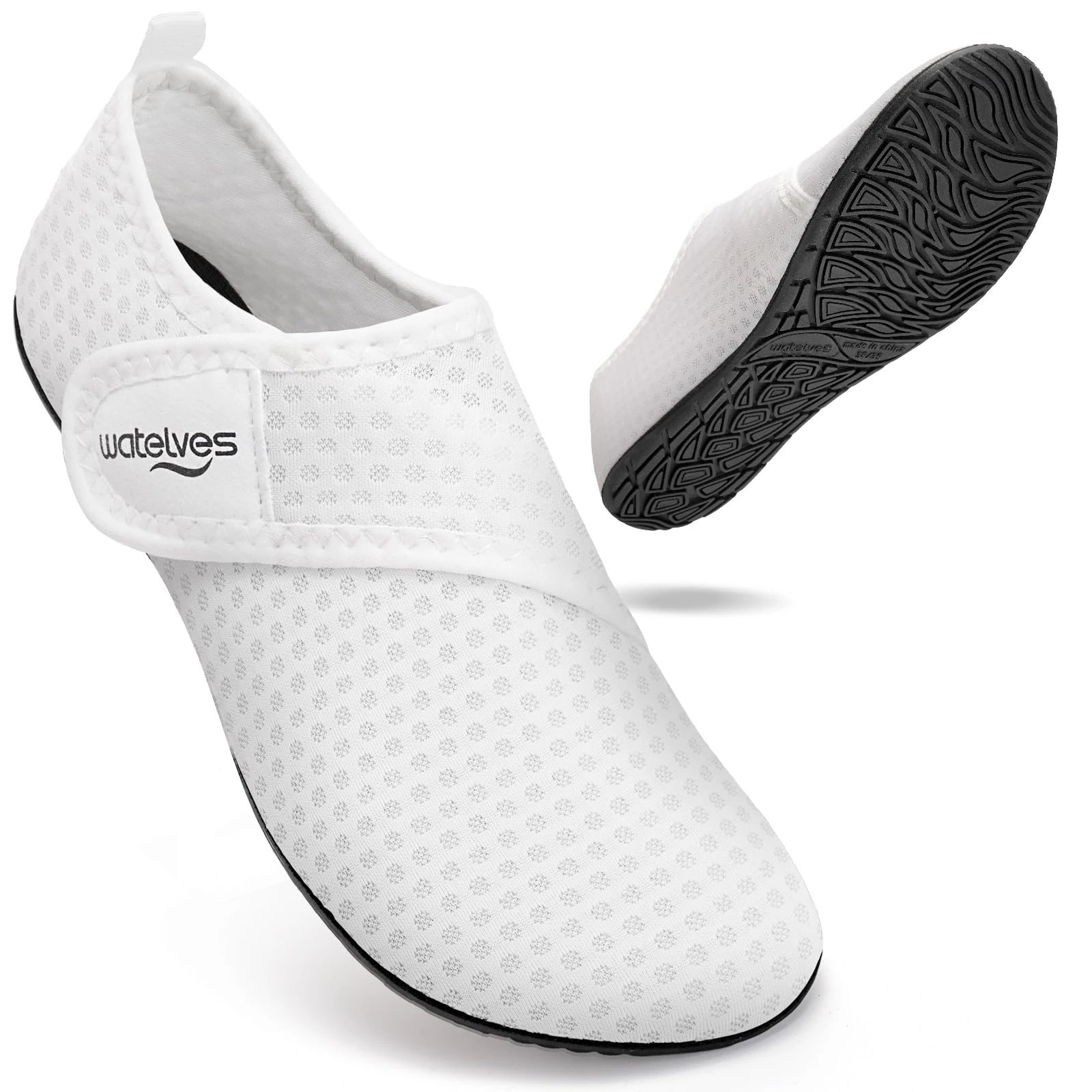 WateLves Water Shoes Barefoot Shoes Mens Women Beach Socks Aqua Swim Swimming sea Pool(Snowflake White 3.5/4)