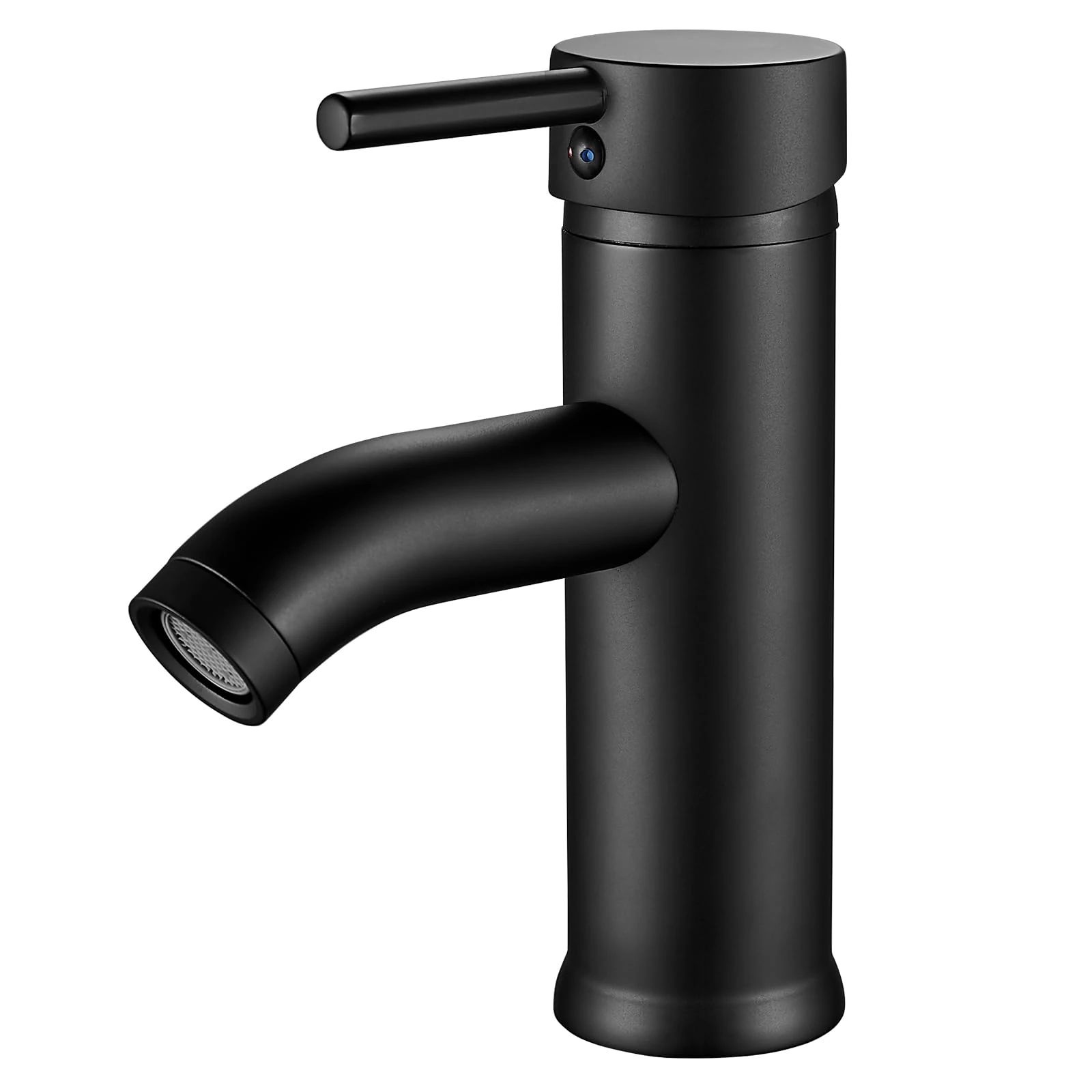 kisimixer Bathroom Sink Taps Black, Single Lever Hot and Cold Stainless Steel Basin Mixer Tap, Sink Taps for Bathroom with UK Standard Hoses, Removable Aerator