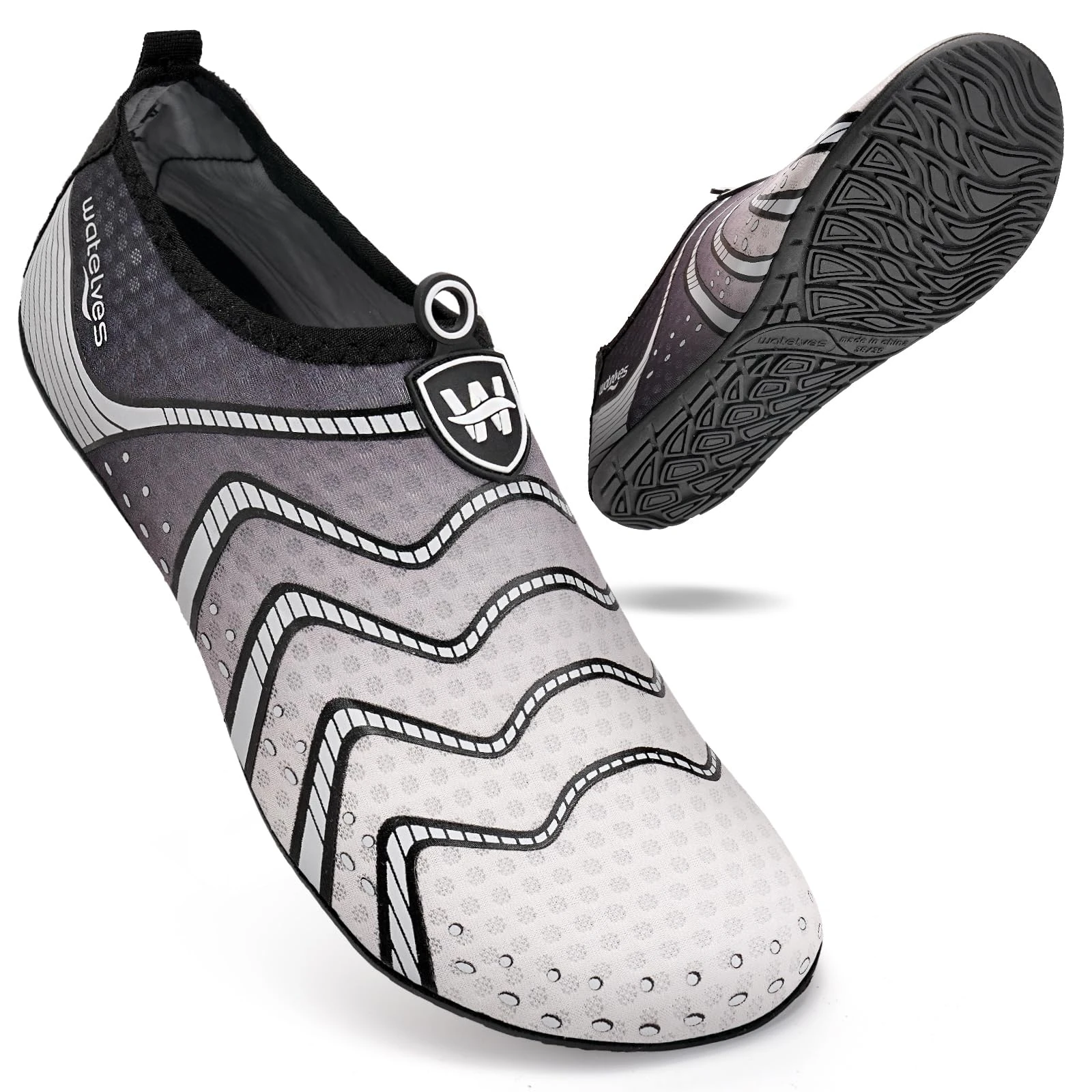 WateLves Water Shoes Barefoot Shoes Mens Women Beach Socks Aqua Swim Swimming sea Pool(Interstellar Grey 3.5/4)