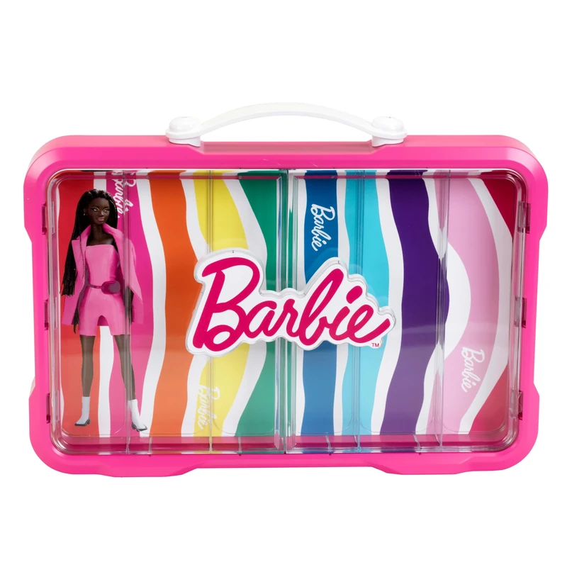 Theo Klein 5808 Barbie display case I Space for 6 Barbies I Bright Barbie logo I With practical carrying handle I Toy for children aged 3 and over