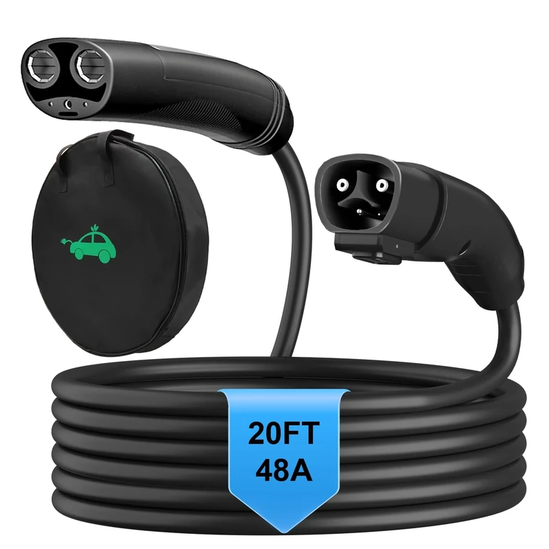 HUSTIAN Tesla Charging Extension Cable Compatible with Tesla Model X/Y/3/S/Cybertruck, 20ft EV Charging Extension Cord 110-240V 50A Tesla EV