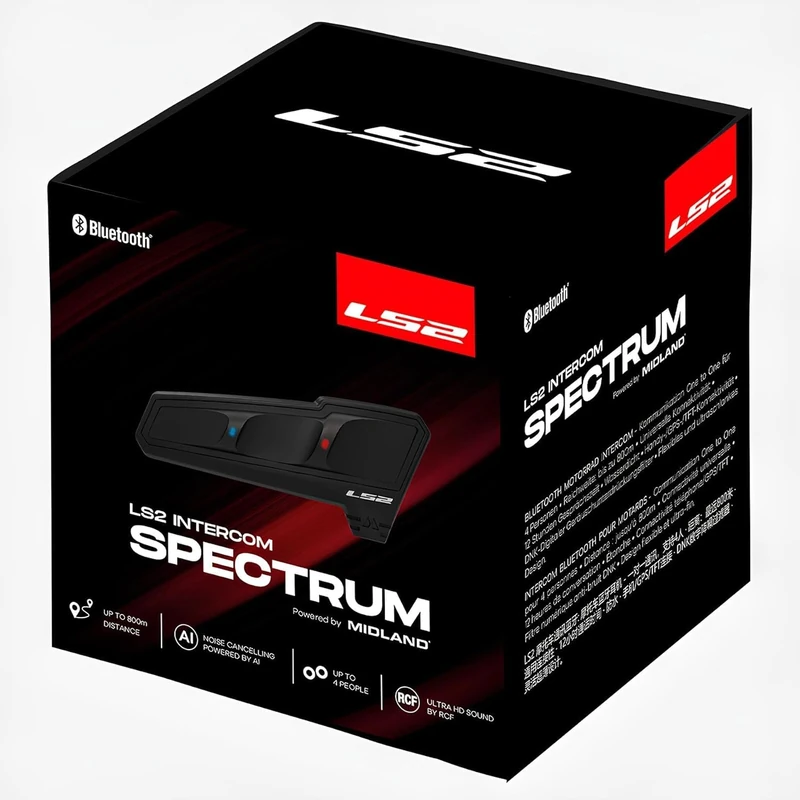 LS2 Motorcycle Helmet INTERCOM SPECTRUM - Co-developed with MIDLAND - Bluetooth - 4 Way