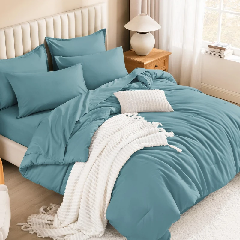 Litanika Queen Comforter Set with Sheets - 7 Pieces Bed in a Bag