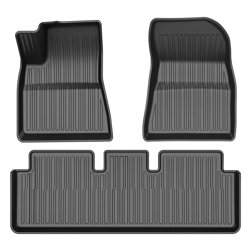 Powerty Floor Mats Compatible for Tesla Model 3 Highland 2024 Accessories 1st & 2nd Row Liner Set All Weather TPE 3D Car Mats All-Weather Custom Fit Floor Liners