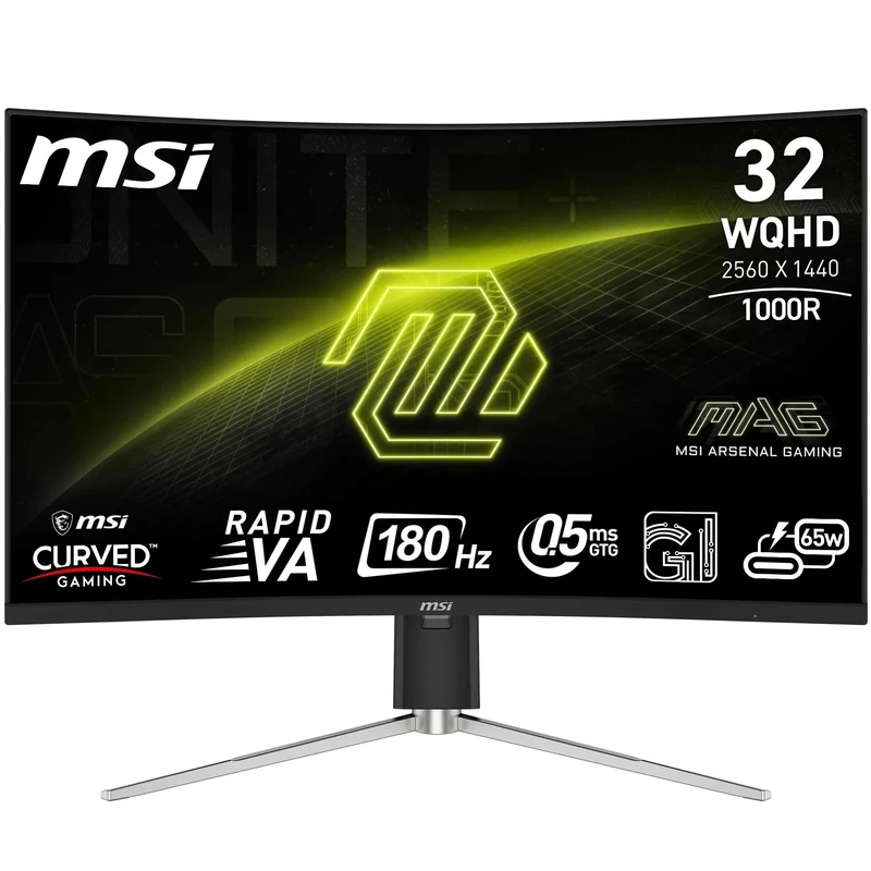 MSI MAG 325CQRF QD E2 32 Inch WQHD Curved Gaming Monitor - 1000R 2560 x 1440 Rapid VA Panel, 180 Hz - 05ms (GtG, Min), Adaptive Sync - DP 14a, HDMI 20b CEC