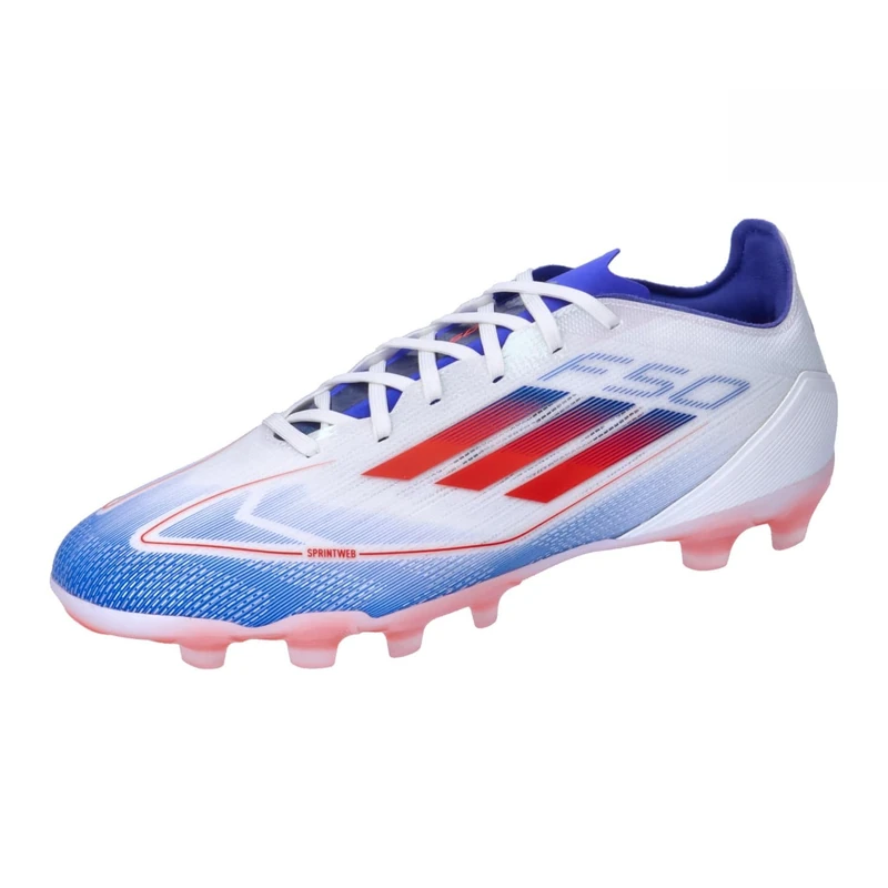 Adidas F50 Pro HG/AG Soccer Cleats, Footwear White/Solar Red/Lucid Blue (IF1325), 27.5 cm