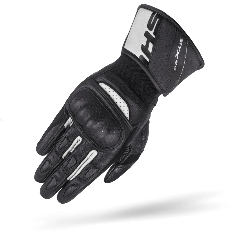 SHIMA STX Motorbike Gloves Men Leather Long Summer Biker Armoured Protectors Motorcycle Perforated Ventilated Reinforced Touchscreen Motorsport Glove Racing Motorbikes (Mens, White, L)