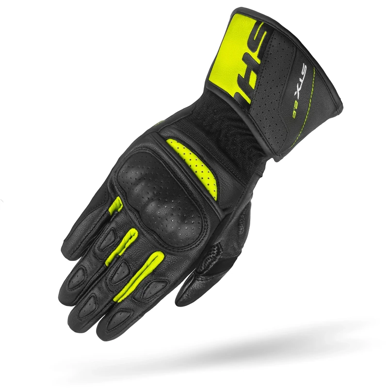 SHIMA STX Motorbike Gloves Men Leather Long Summer Biker Armoured Protectors Motorcycle Perforated Ventilated Reinforced Touchscreen Motorsport Glove Racing Motorbikes (Mens, Fluo, XL)