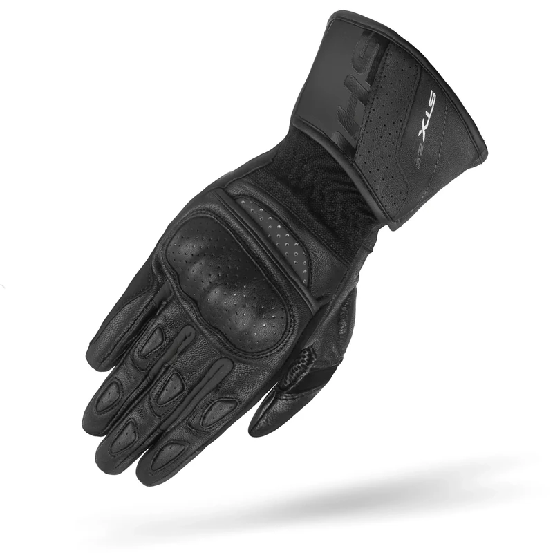 SHIMA STX Motorbike Gloves Men Leather Long Summer Biker Armoured Protectors Motorcycle Perforated Ventilated Reinforced Touchscreen Motorsport Glove Racing Motorbikes (Mens, Black, XL)