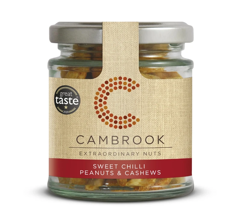 Cambrook - Baked Sweet Chilli Peanuts & Cashews, Vegetarian, Vegan, 15 x 90g Jars