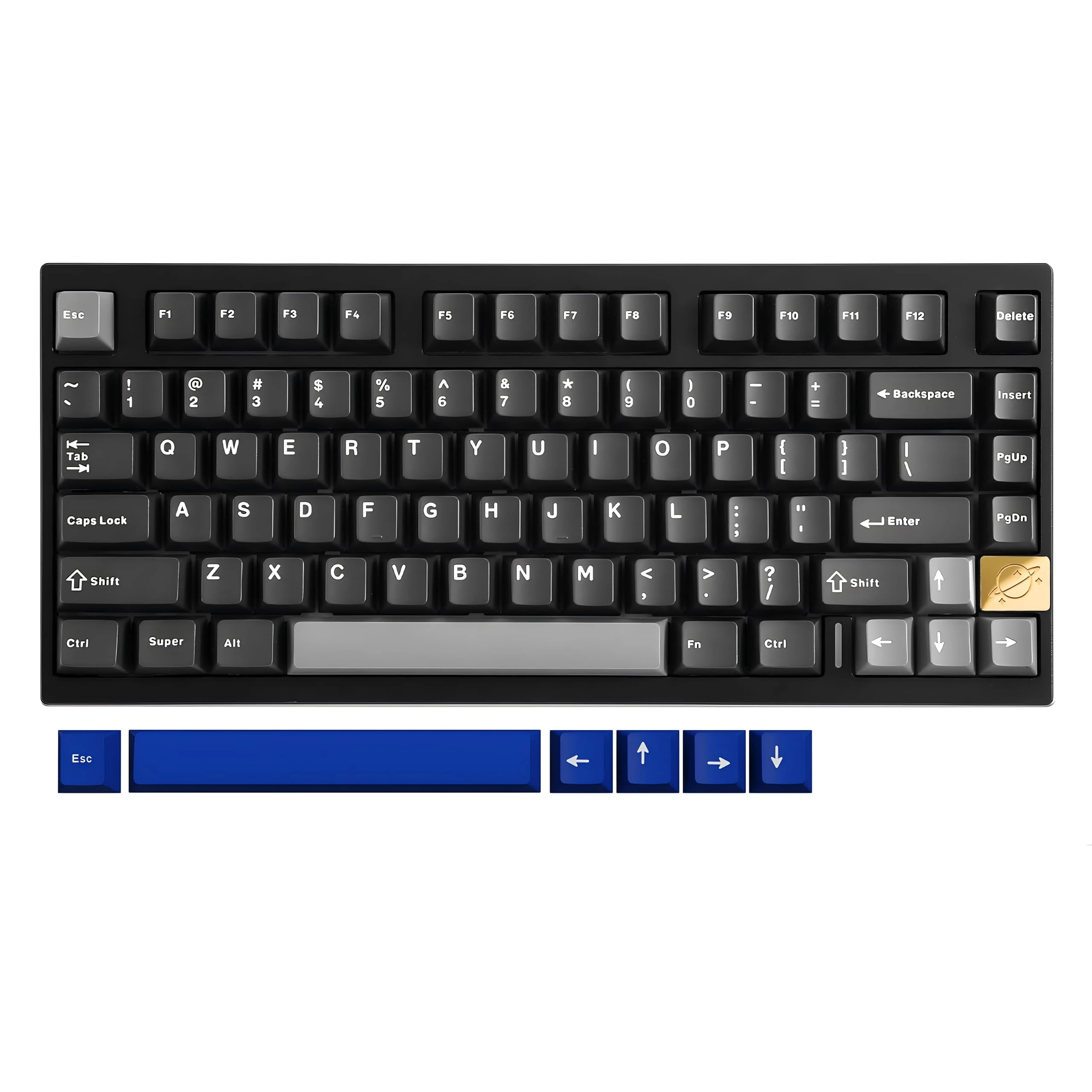 YUNZII AL75 Wireless Mechanical Keyboard, Aluminium TKL Gasket Mounted RGB Custom Keyboard for Mac/Win (Blue Grey Switch, Black)