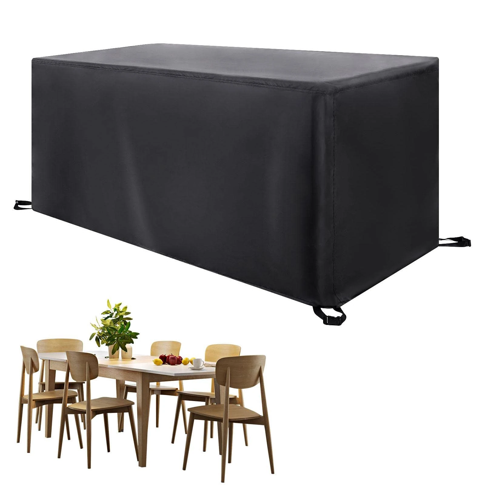 PDSYCB Garden Furniture Covers 190x150x100cm LxWxH Black Outdoor Patio Rattan Cube Table Covers Windproof Windproof Anti-UV Rectangular Table and Chair Set for Chair and Table Cover