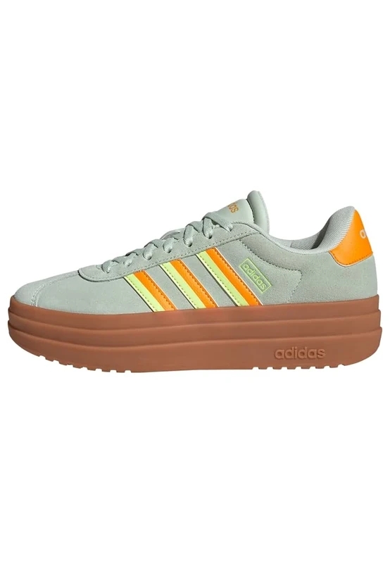 adidas Women's VL Court Bold Shoes, Linen Green/Crew Orange/Hi-Res Yellow, 4.5 UK