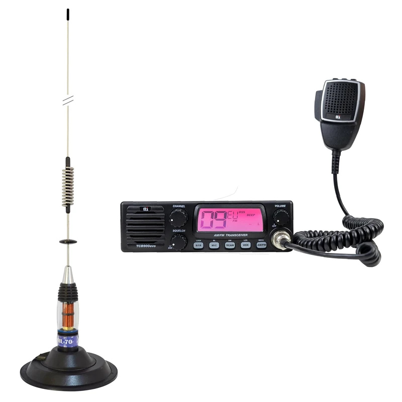 Kit of CB TTi TCB-900 EVO radio station + PNI ML70 CB antenna, length 70cm