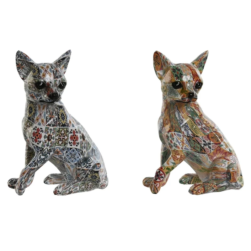 Home ESPRIT Decorative Figure Multicolor Mediterranean Dog 12 x 10 x 16 cm (2 Units)
