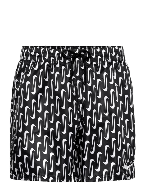 NIKE NESSE520 Men's Swimming Trunks with All Over Logo, Black/White, M
