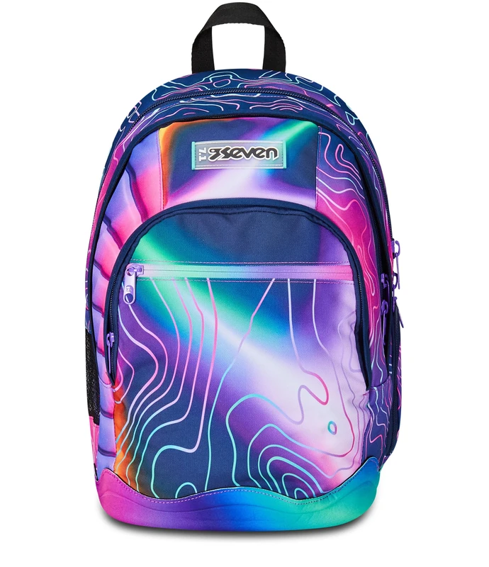 Seven Dual School Backpack, Pink, Mapset Girl, Double Compartment Backpack with PC or Tablet Pocket, Bottle Pocket and Organizer, School Backpack, School Backpack, Girls