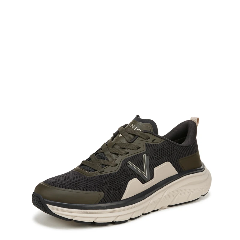 Vionic Men's Walk Max Lace-Up Trainers, Grey Dark Khaki, Wide Fit, UK 9.5