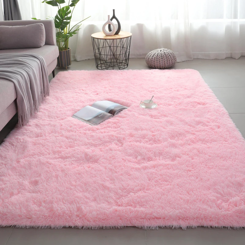 Shag Area Rugs for Bedroom Living Room,5X8 Ultra Soft Fluffy Area Rugs for Dorm, Indoor Carpet Nursery Rugs for Kids Girls Room Home Decor, Pink - Image 1