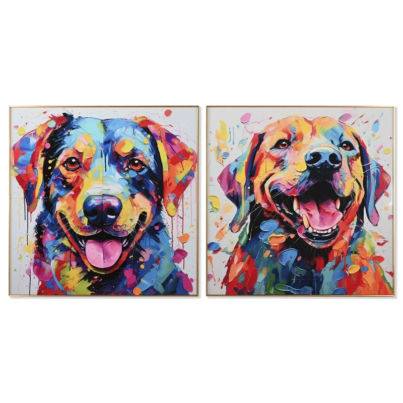 Home ESPRIT Modern Dog Picture 80 x 3 x 80 cm (2 Units)