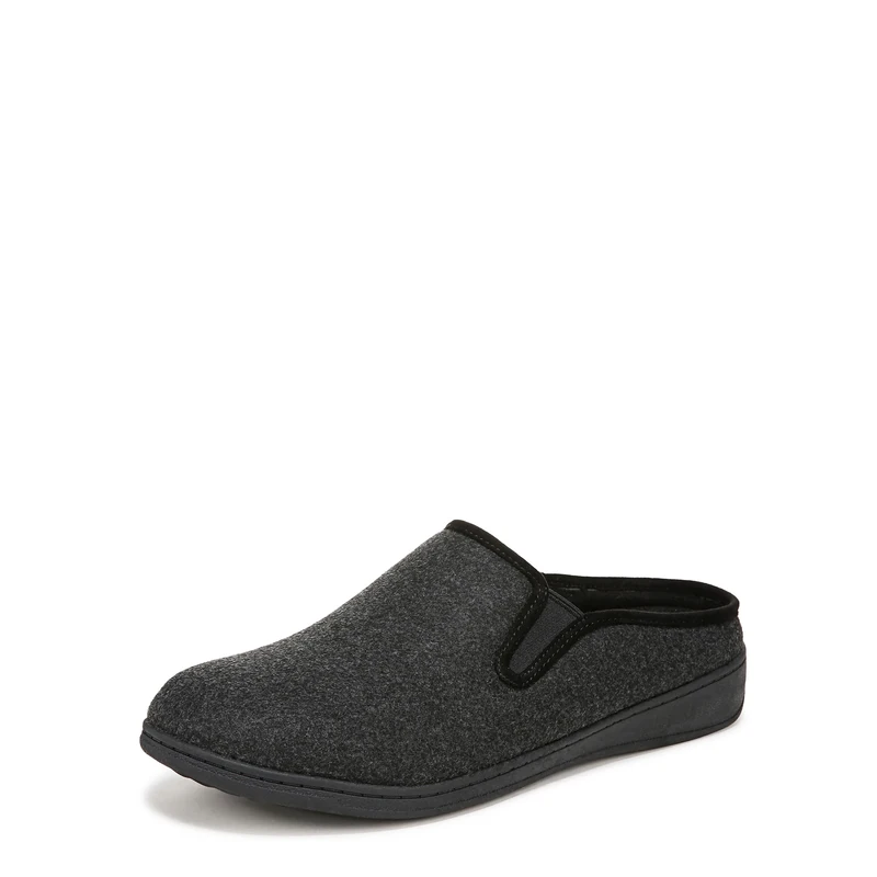 Vionic Mens Unwind Mule Slippers, Medium Fit, Black Felted Fabric, UK 8.5