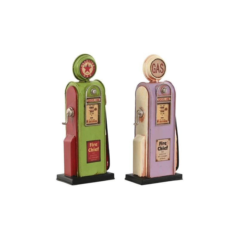 Home ESPRIT Decorative Figure Magenta Pistachio Vintage Gas Station 7 x 4 x 17 cm (2 Units)