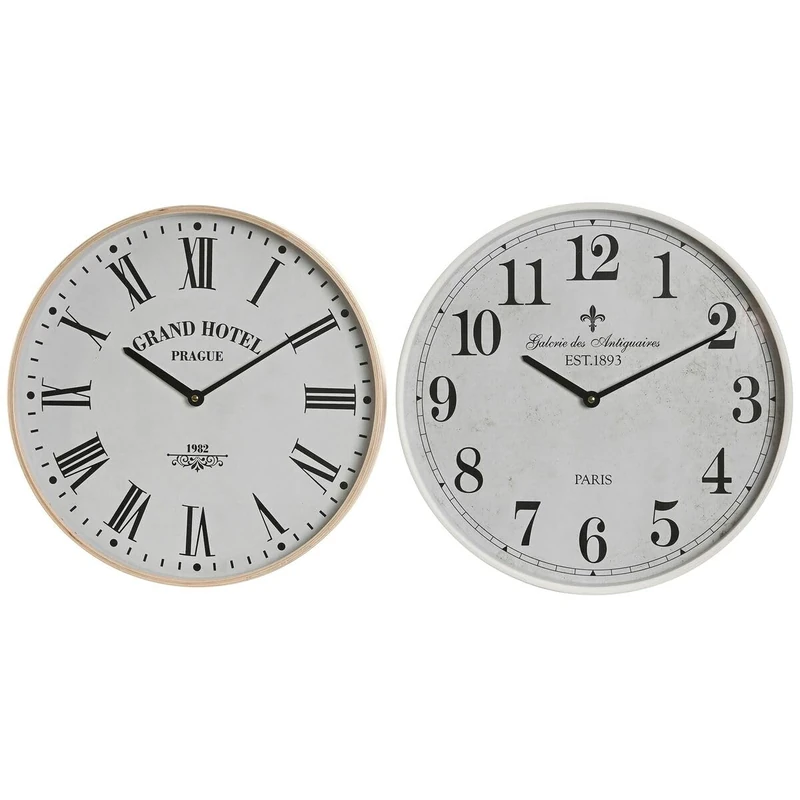 Home ESPRIT Wall Clock White Glass Wood MDF 40 x 4.5 x 40 cm (2 Units) S3055627 – EAN: 8424002120658 - Image 1